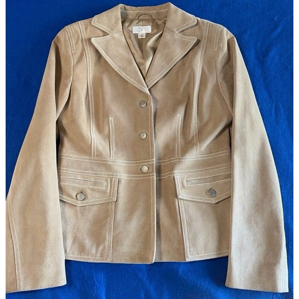 Ann Taylor LOFT Beige Suede Blazer Jacket - Size 6